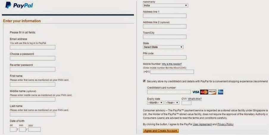 paypal individual singup process
