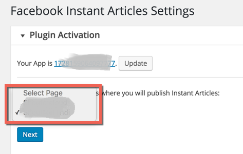 Select-Facebok-page-for-Instant-Articles